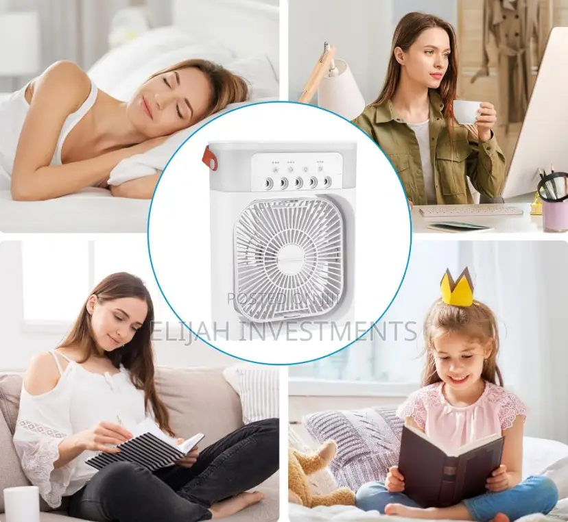 Humidifier Cooler Desk Air Fan With 7 Color Light