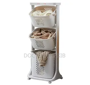 New Universal Mobile Laundry 3-Tier Hamper Basket With Wheel