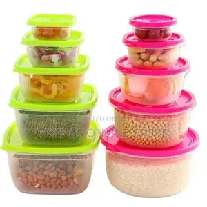 5 Pc Square Airtight Food Storage Containers Tins With Lids