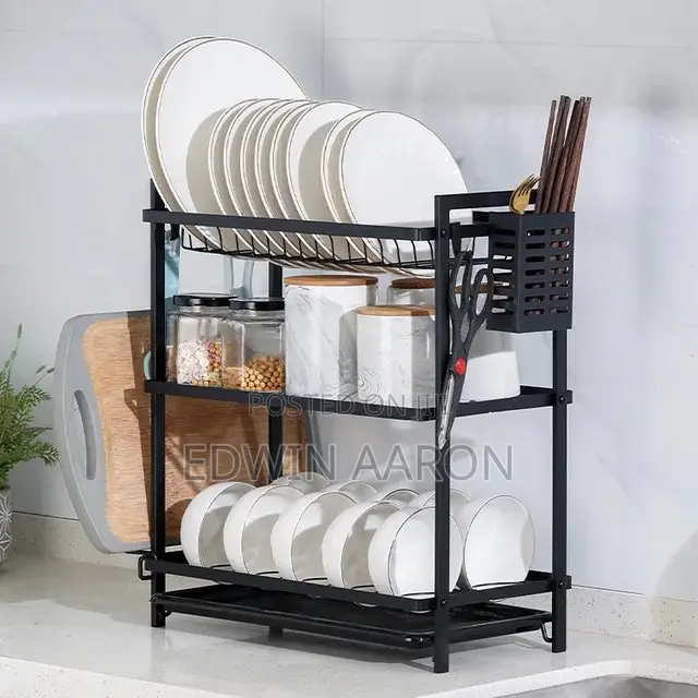 3 Tier Black Kitchen Dish Rack