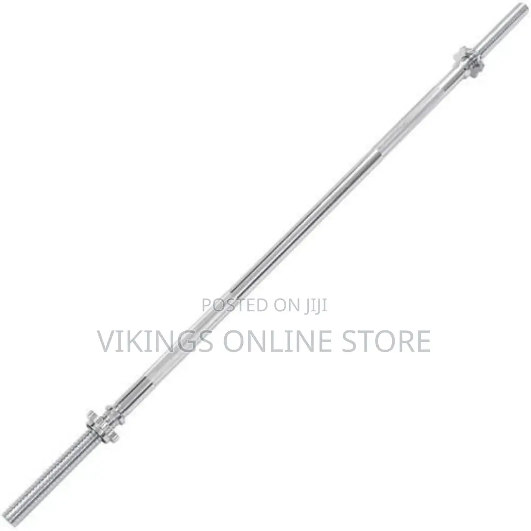 Barbell 1.5m Steel Bar Gym Weightlifting - Silver