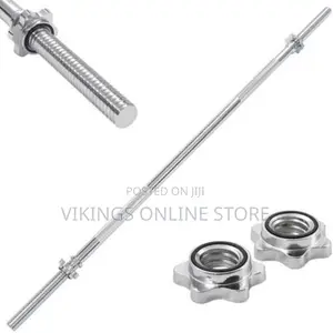 Barbell 1.5m Steel Bar Gym Weightlifting - Silver