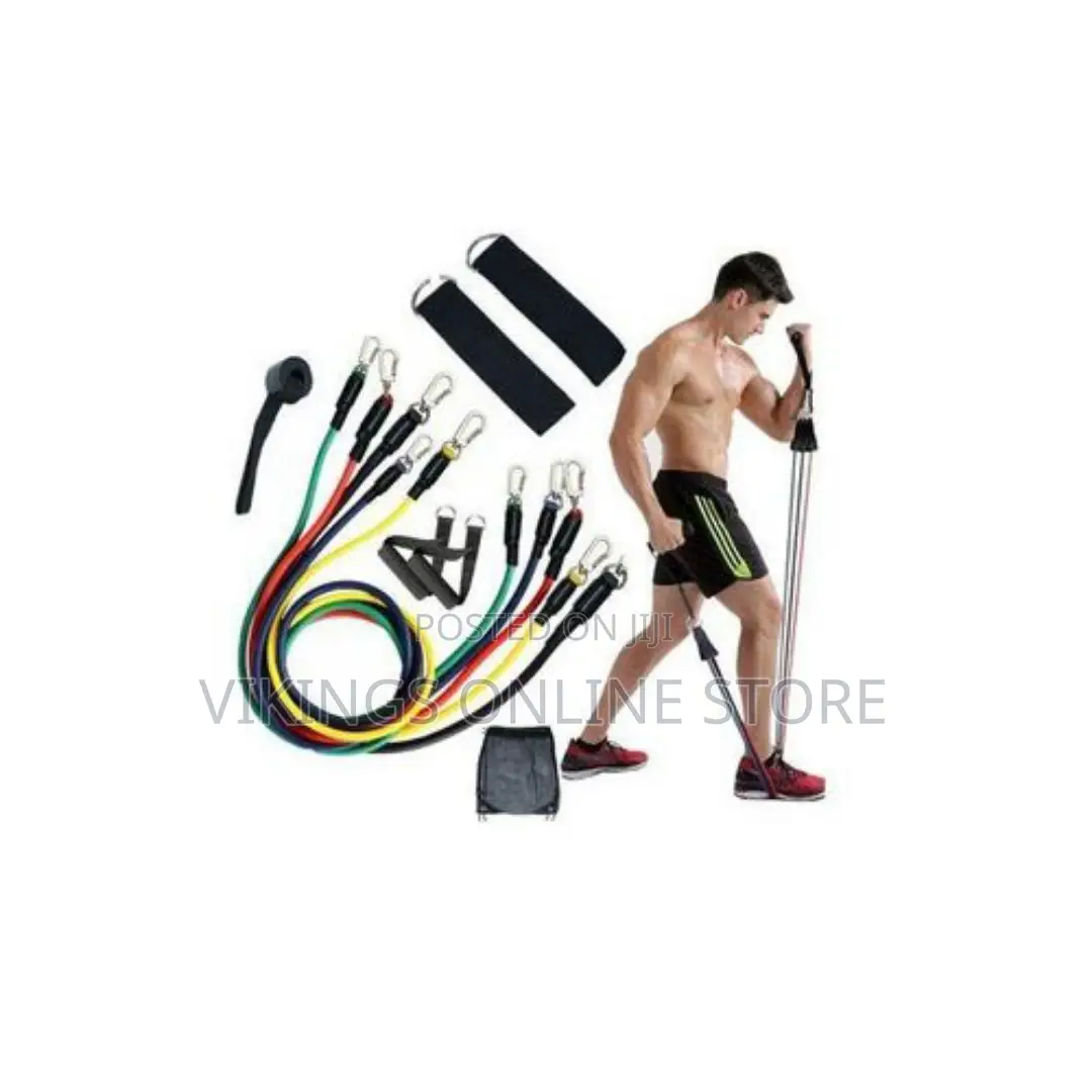 11 Piece Fitness Exercise Resistance Band Belt - Multicolor