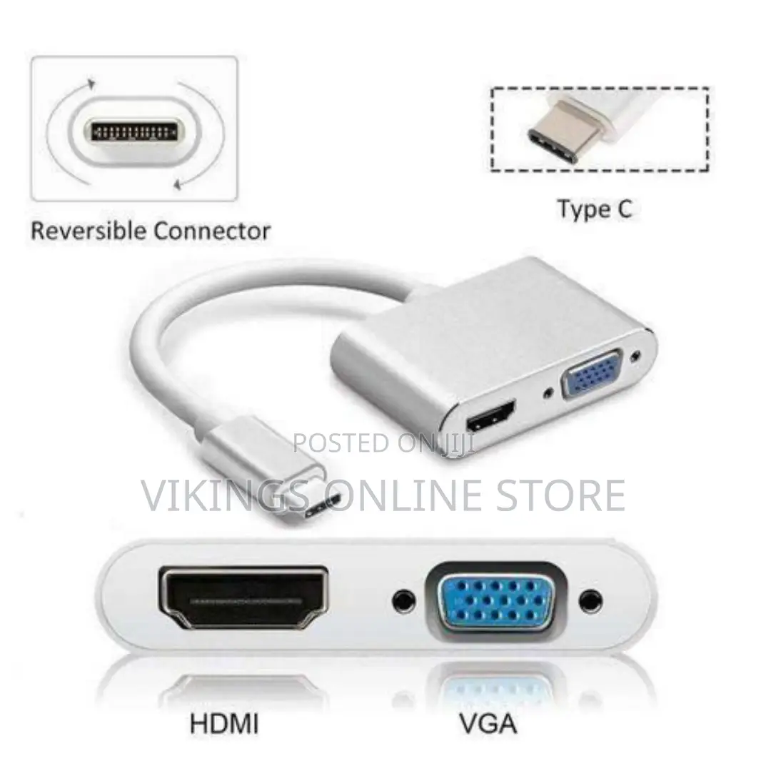 2in1 USB Type C Hub HDMI VGA Port Adapter Splitter Box