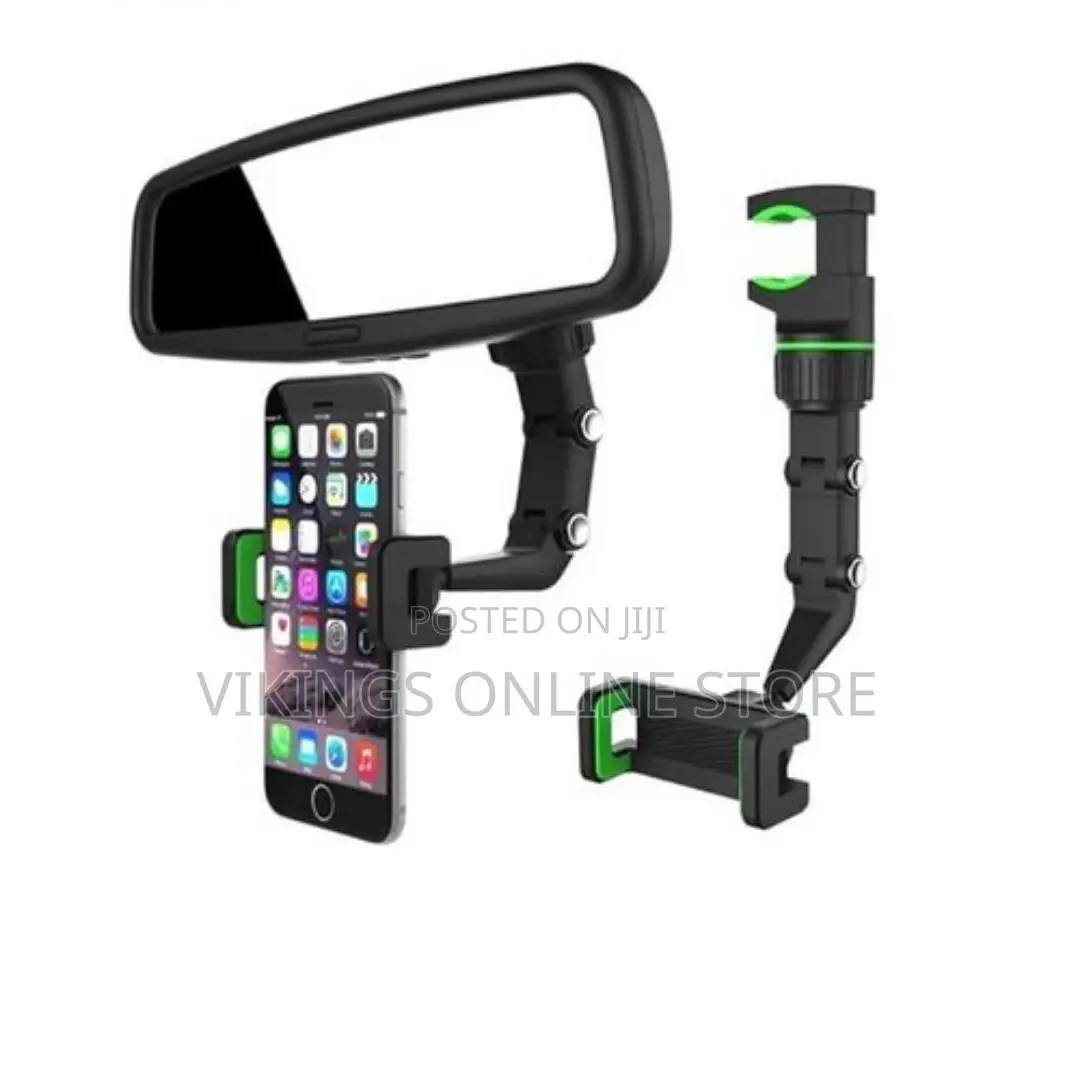 Rear View Mirror Phone Holder Clip, - Black
