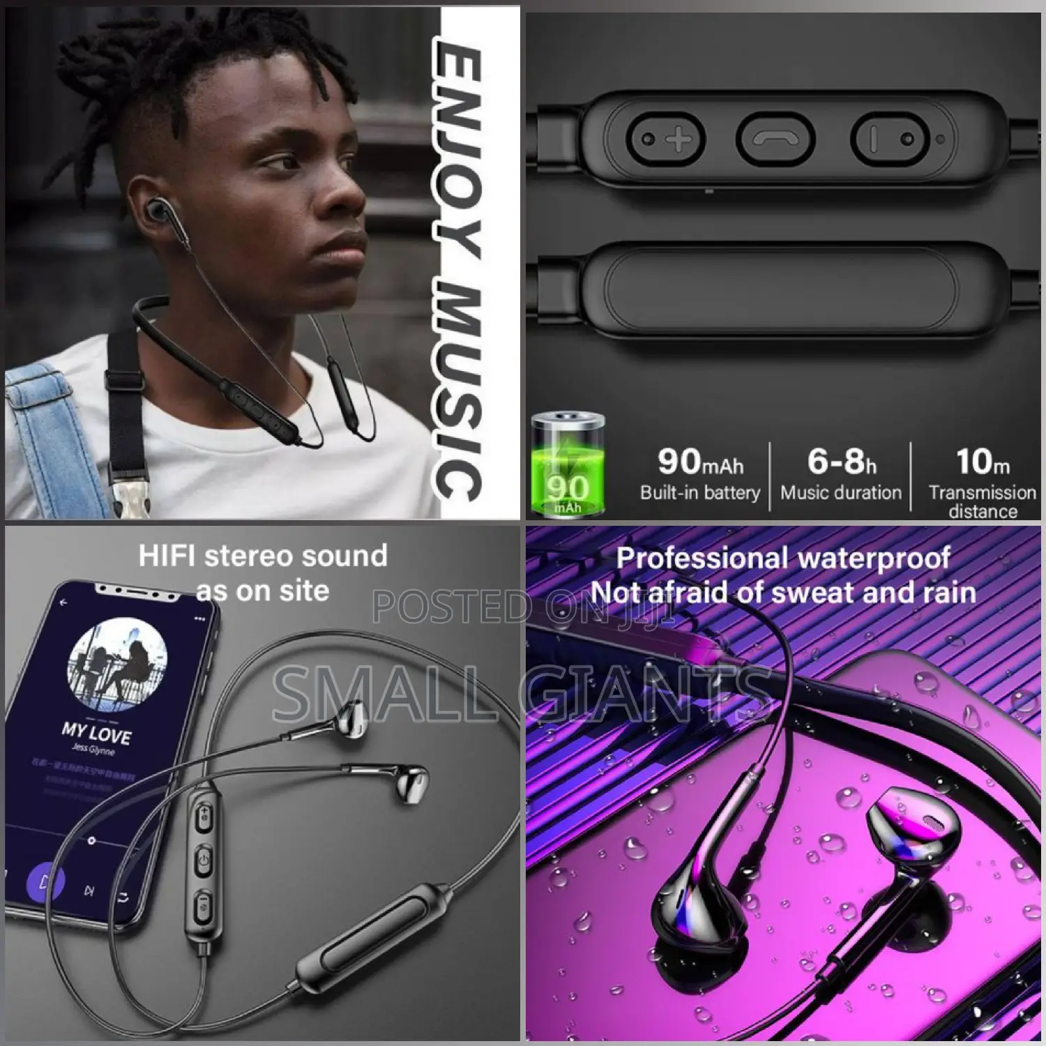 Original Bluetooth Neckband Earphones - Black