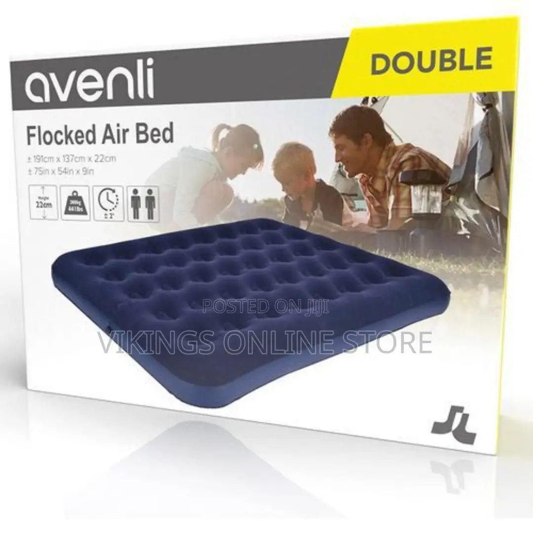Avenli Flocked Air Mattress,Blow Pump 4 *-6 Ft - Navy Blue