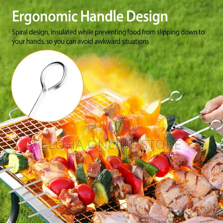12pcs Stainless Steel BBQ Skewers
