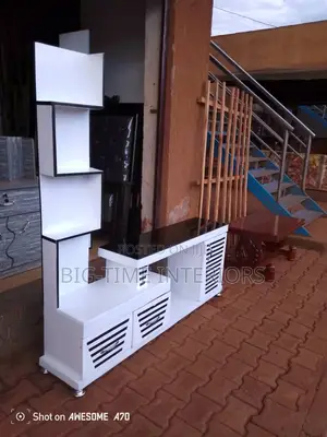 Modern Black and White TV Stand