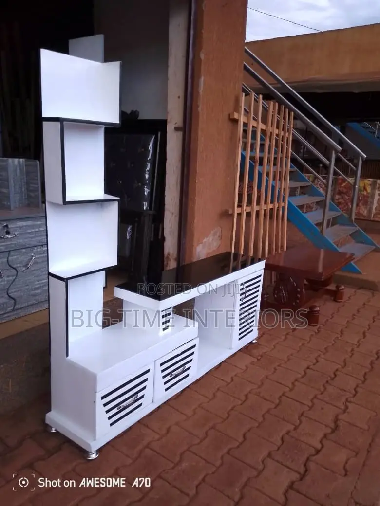 Modern Black and White TV Stand