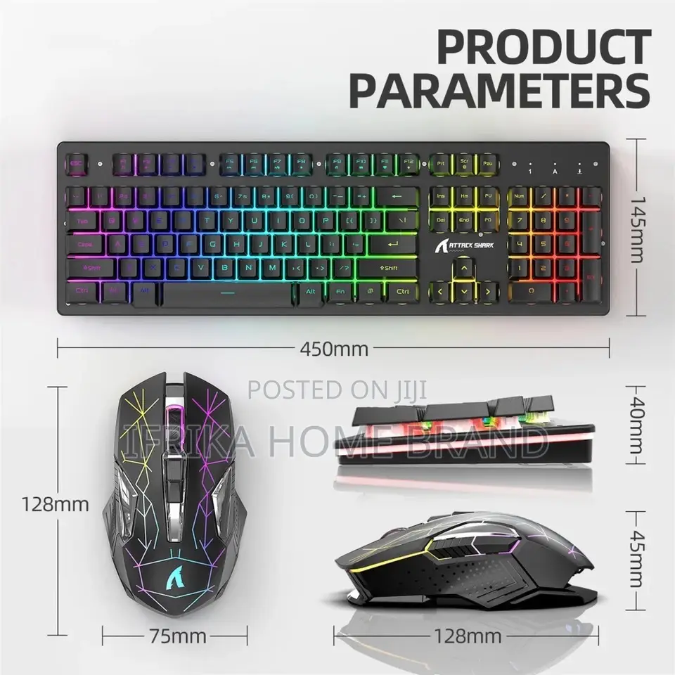 Wireless Gaming Keyboard Mouse Rechargeable Ergonomic RGB