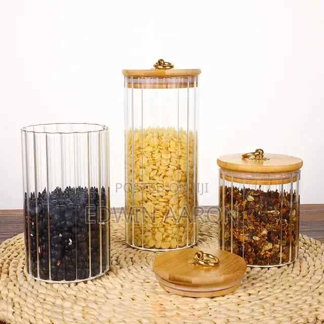 3pc Airtight Storage Jars With Bamboo Lids