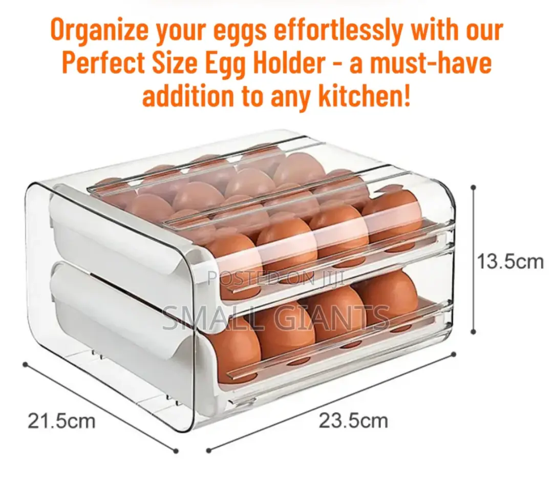 2-Layer Egg Holder for Refrigerator With Stackable Drawers
