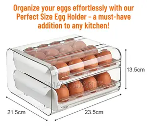 2-Layer Egg Holder for Refrigerator With Stackable Drawers
