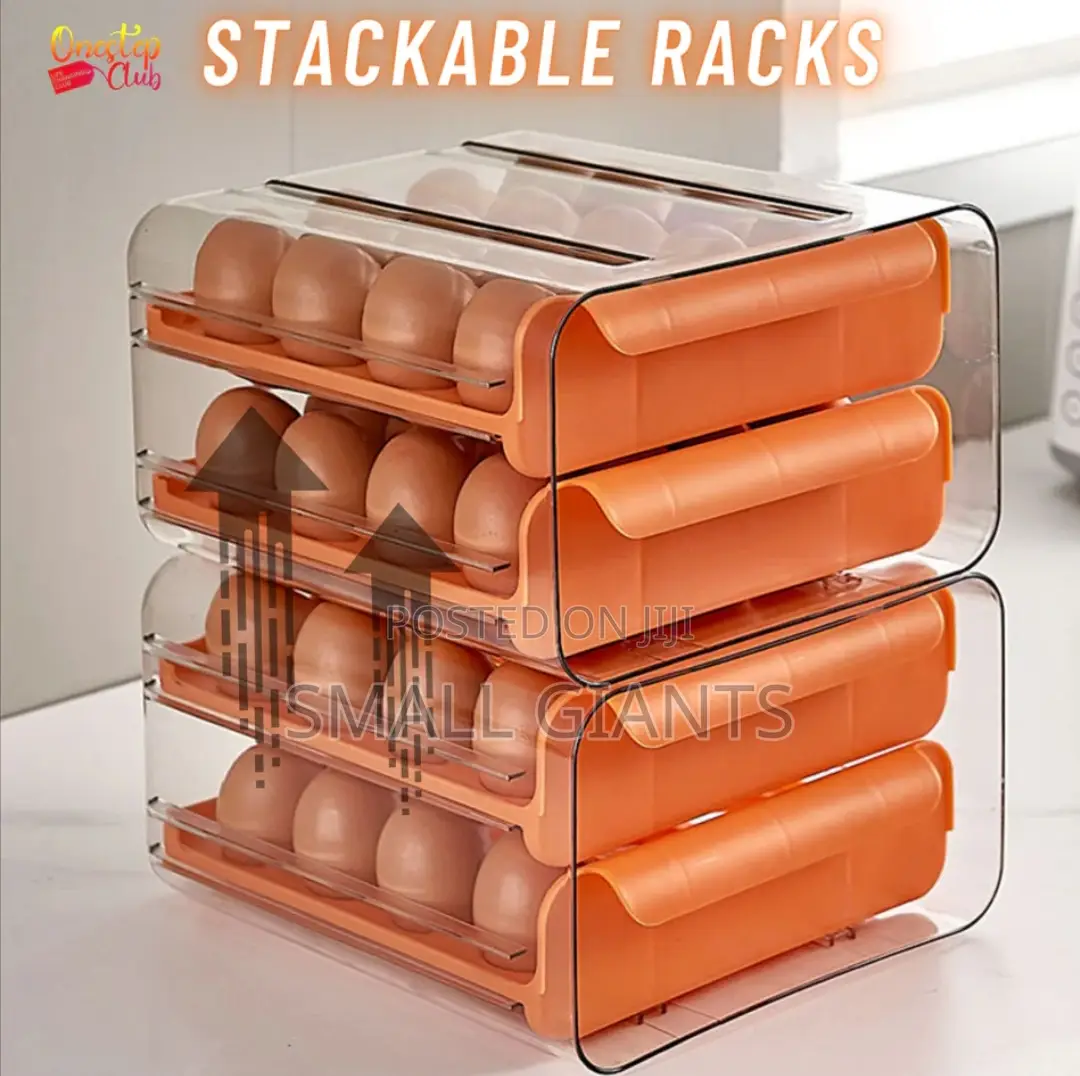 2-Layer Egg Holder for Refrigerator With Stackable Drawers