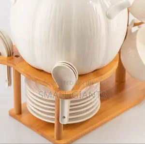 Set of Tureen, 6 Bowls, 6 Plates, 6 Spoons and Bamboo Stand