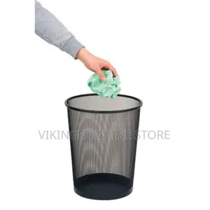 Dust Bins- Round Shape Metal Mesh Waste Bins-Black