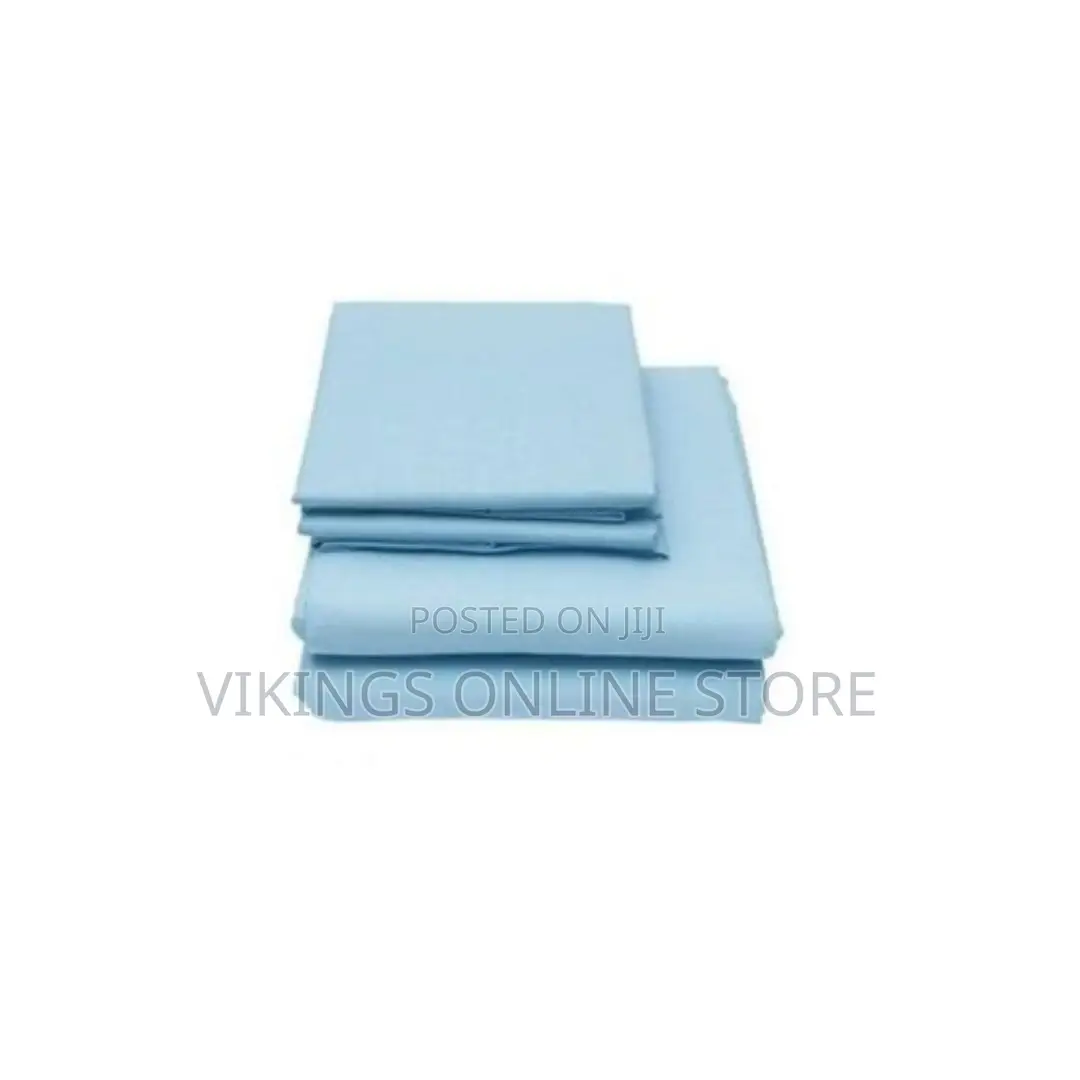Home Fashion 5x6 Cotton Bedsheets With 2 Pillow Cases -Blue