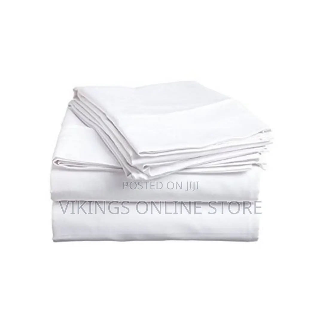 Home Fashion 5*6 Cotton Bedsheets With 2 Pillow Cases -White