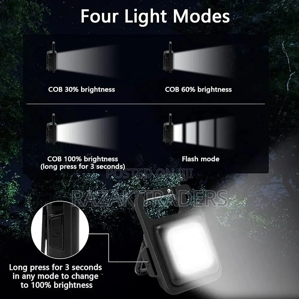 Keychain Light LED Work Light COB Rechargeable Mini