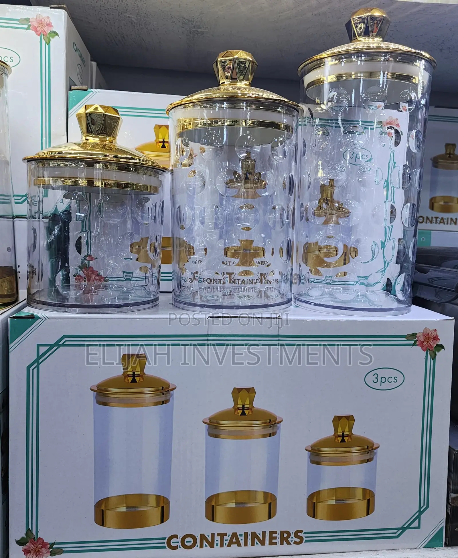 3pcs Acrylic Canisters/Containers