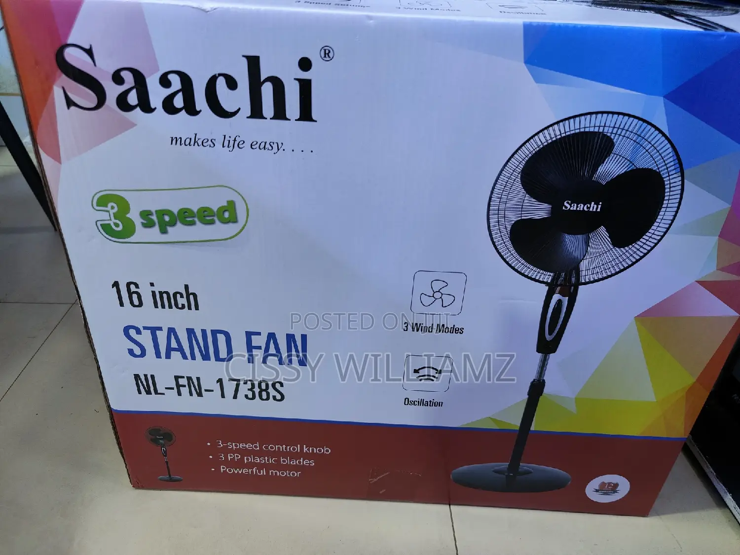 Saachi Stand Fan 16/Stand Fan/Saachi Fan/16"Fan/Electric Fan