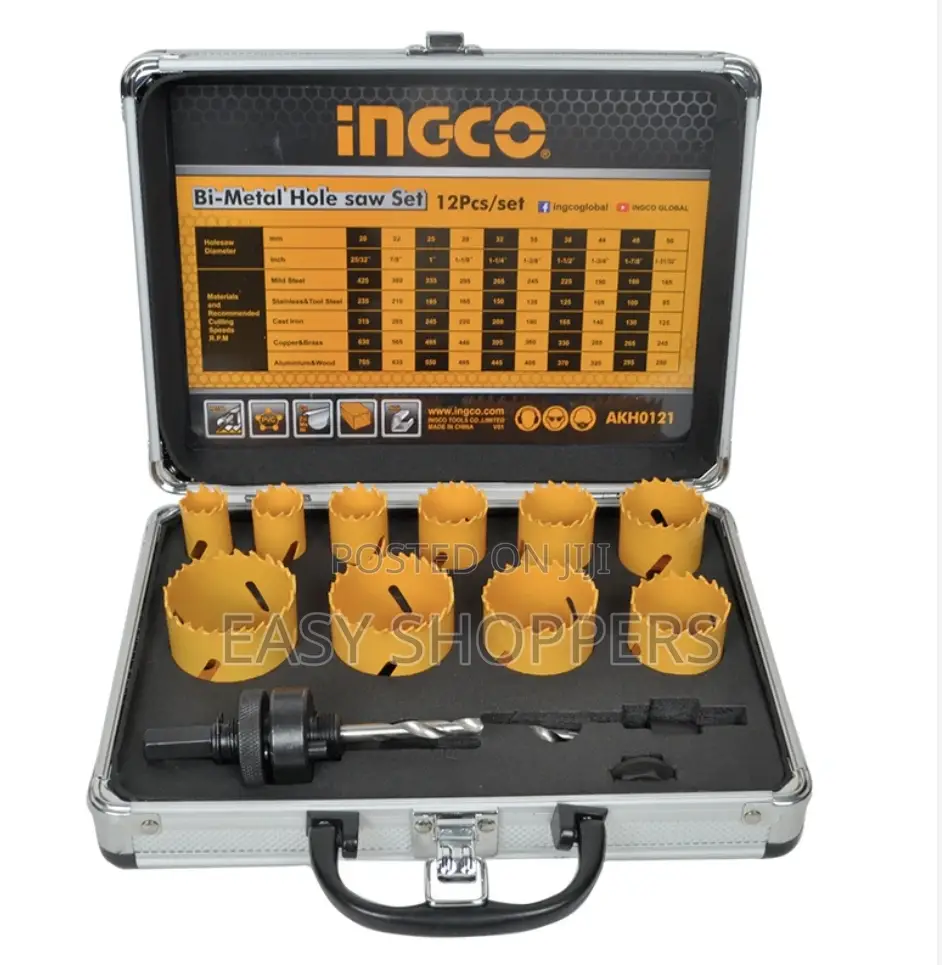 Ingco 12 PCS Bi-Metal Hole Saw Set With Case