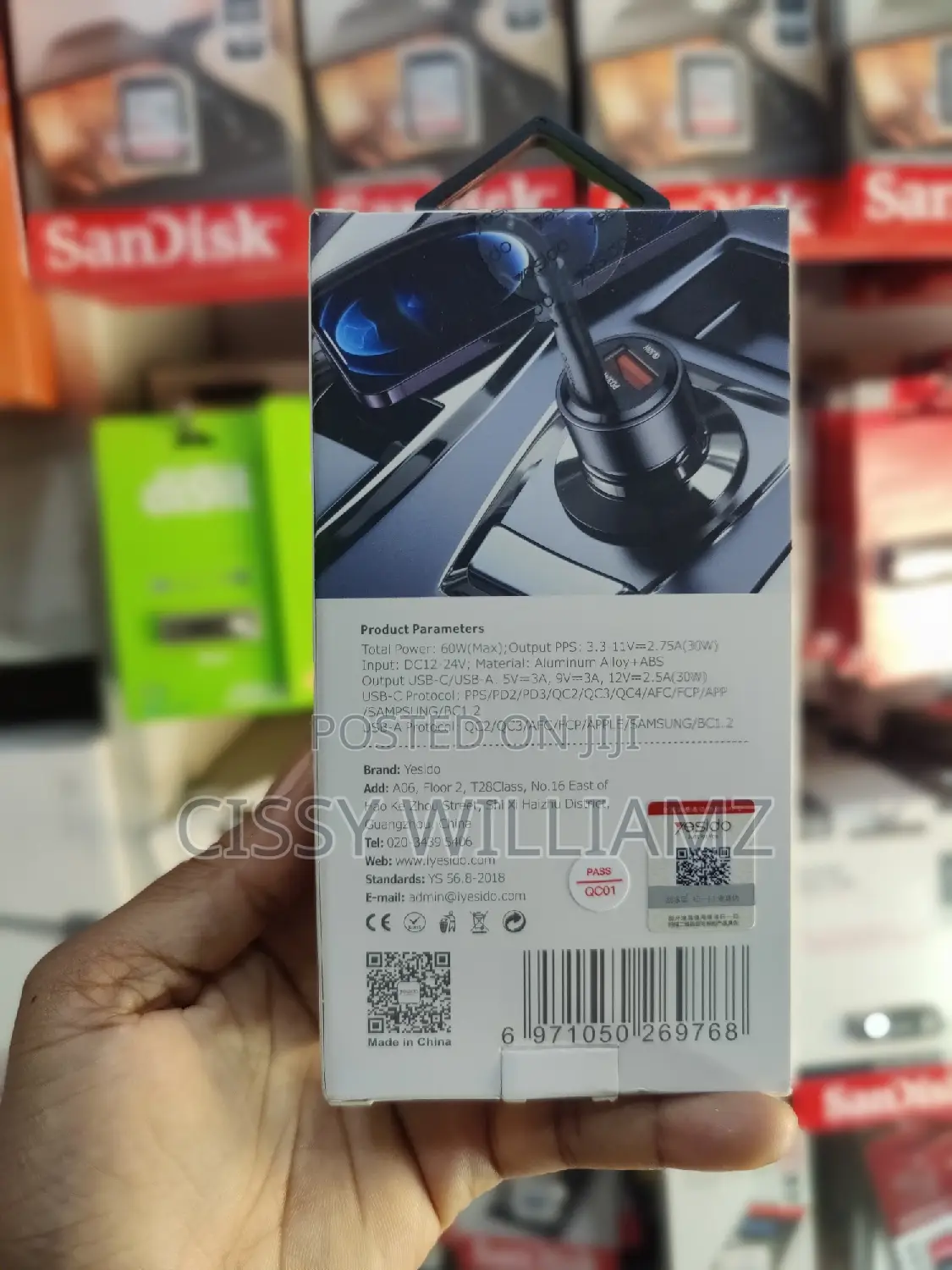 Yesido Y54 USB+Type C 60w Car Charger/Fast Car Charger