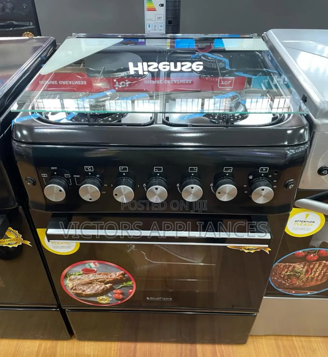 Blueflame Cooker 3gas 1electric 60 by 60cm Black