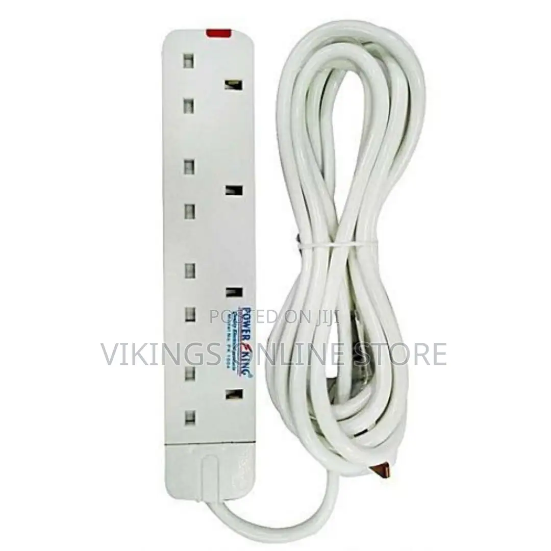 Power King 4 Way Extension 3 Meter Cable - White