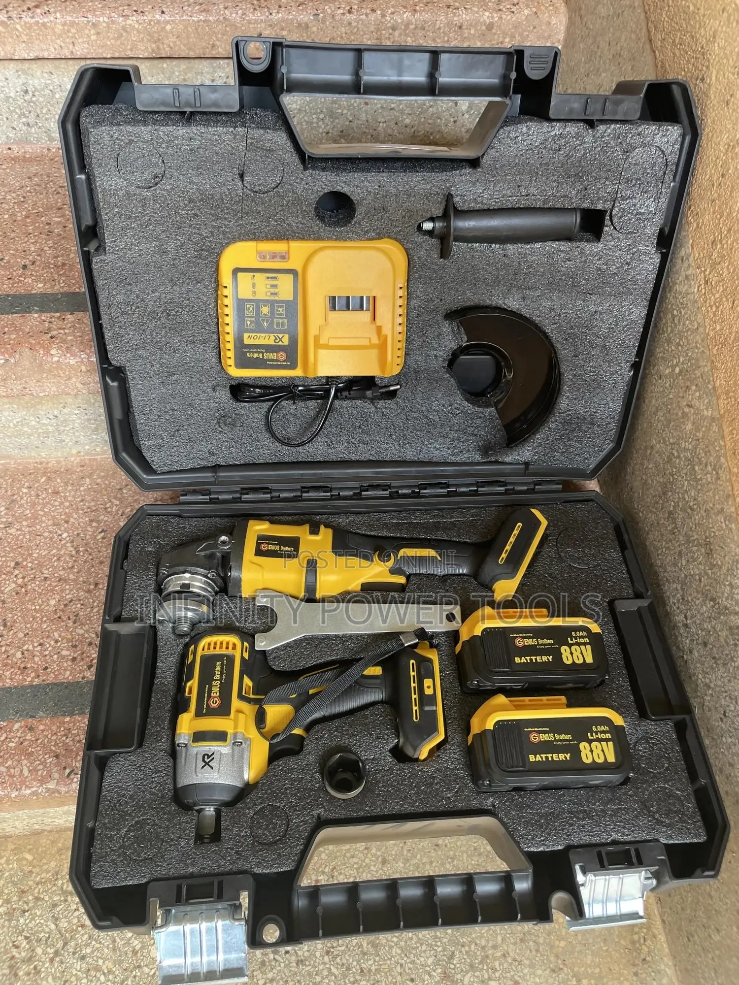 Grinder And Wrench Tool Kit Cordless With 2 Batteries