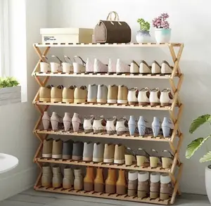 Wooden Shoe Rack With Six Layers