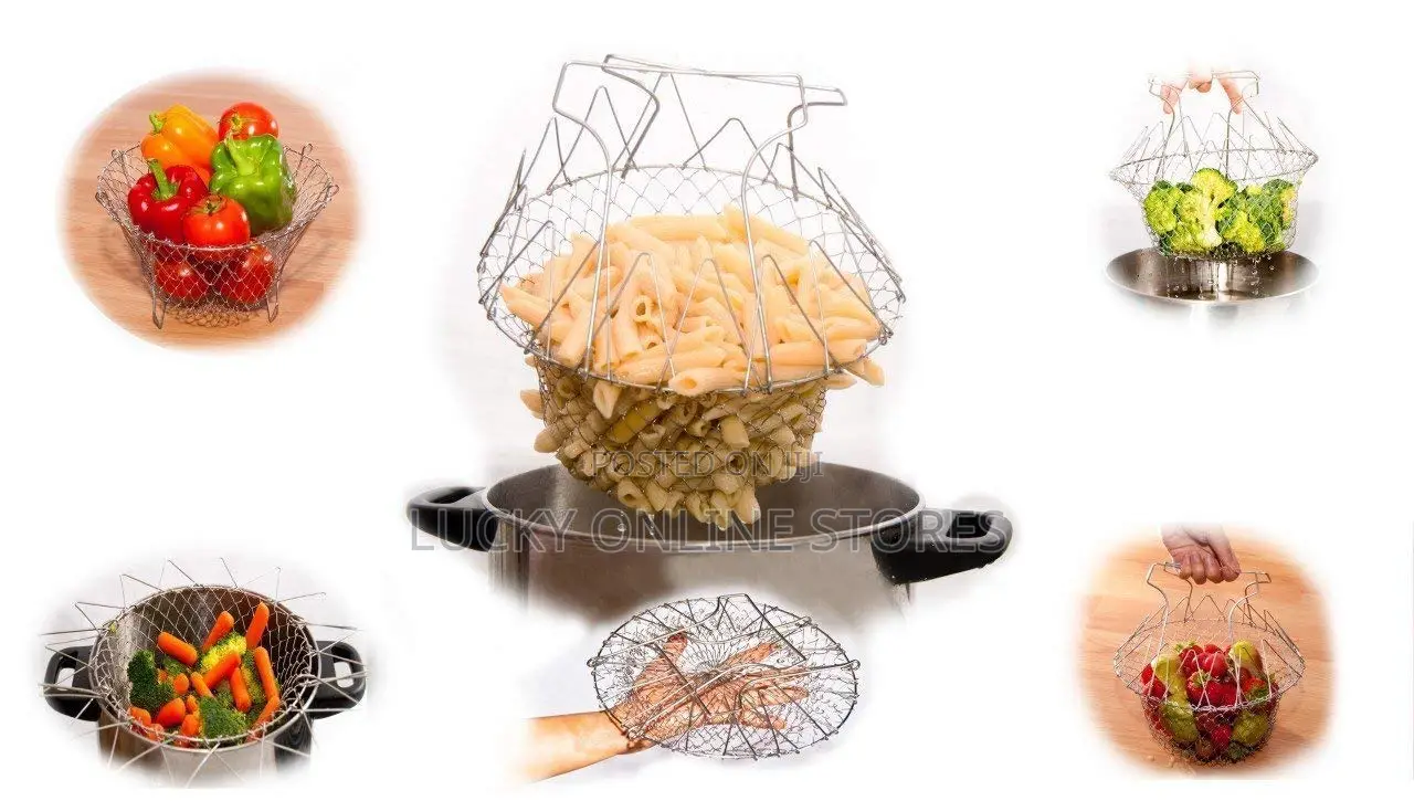 Foldable Kitchen Basket for Deep Fly and Steaming