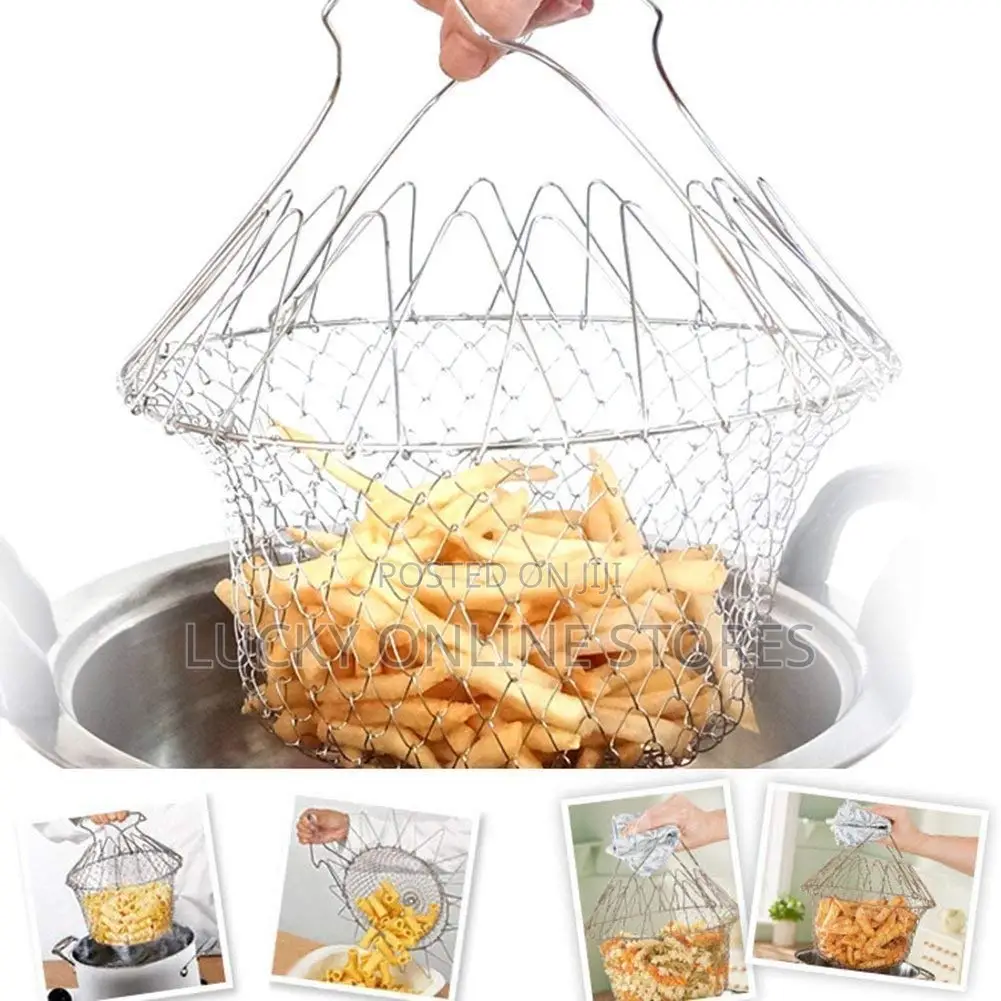 Foldable Kitchen Basket for Deep Fly and Steaming