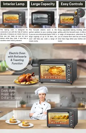 SONASHI 36L Electric Oven With Rotisserie \\ 1500w \ STO-731