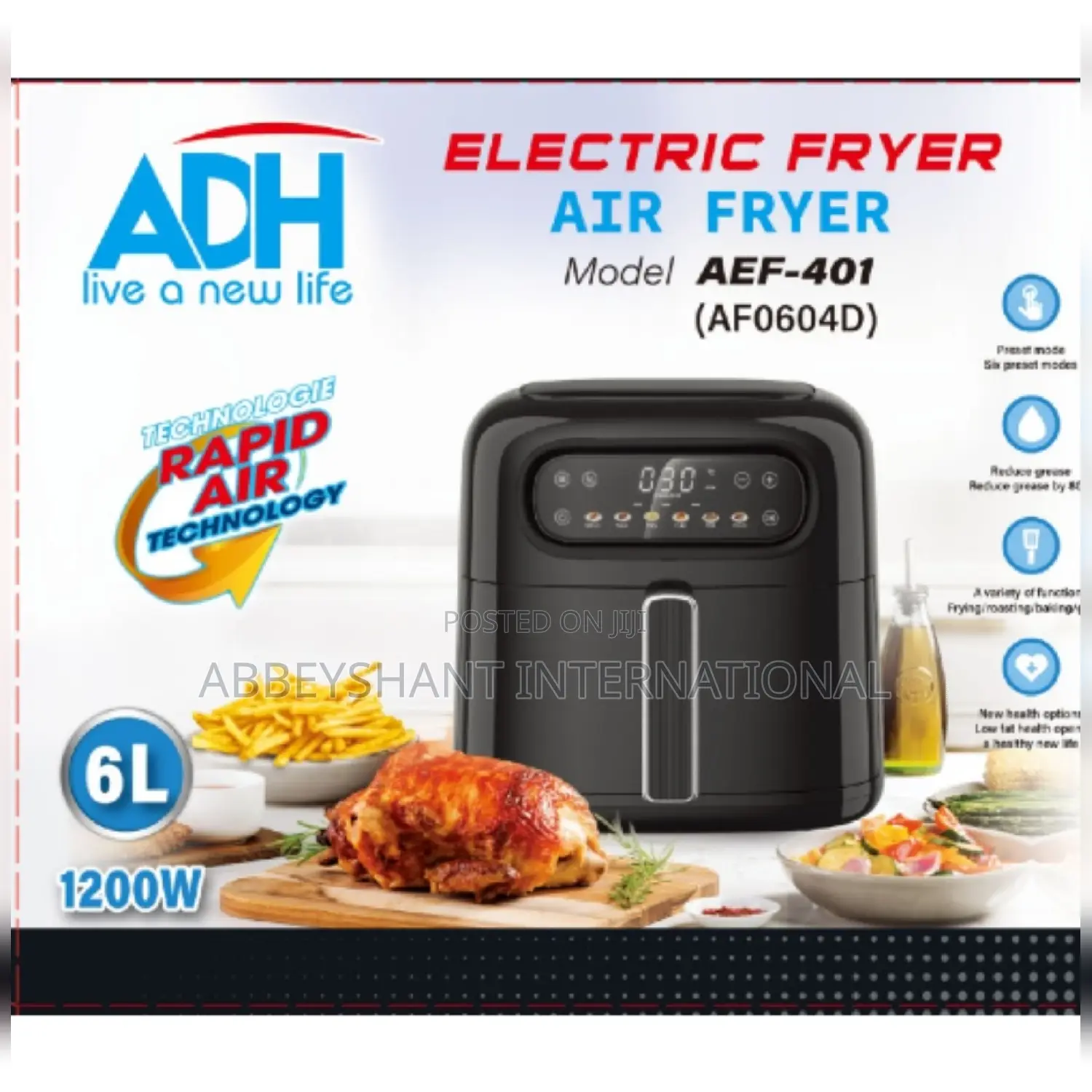 Air Fryer ADH 6L Digital Air Fryer | AEF-401 Air Fryer