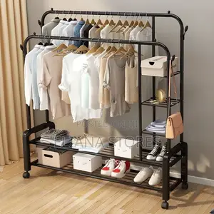 Bedroom Multipurpose Movable Clothes and Shoe Rack
