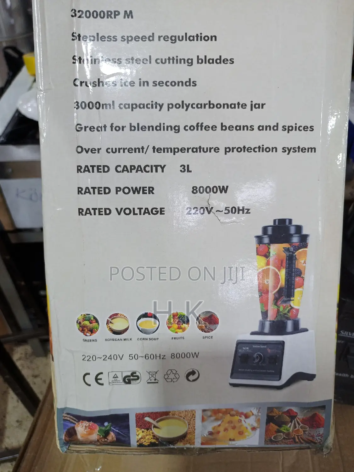 3L German Industrial 8000W Crusher Blender, 2 in 1 JAR