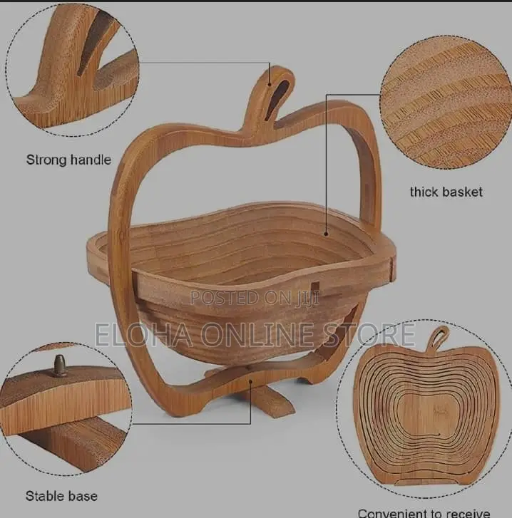 Wooden Fruit Foldable Basket