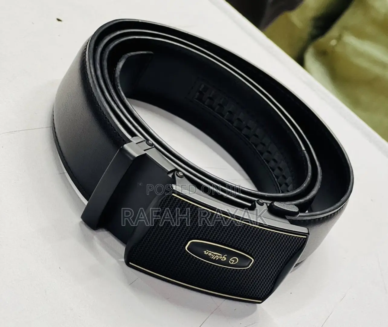 Original Men’S Black Buckle Genuine Leather Belt