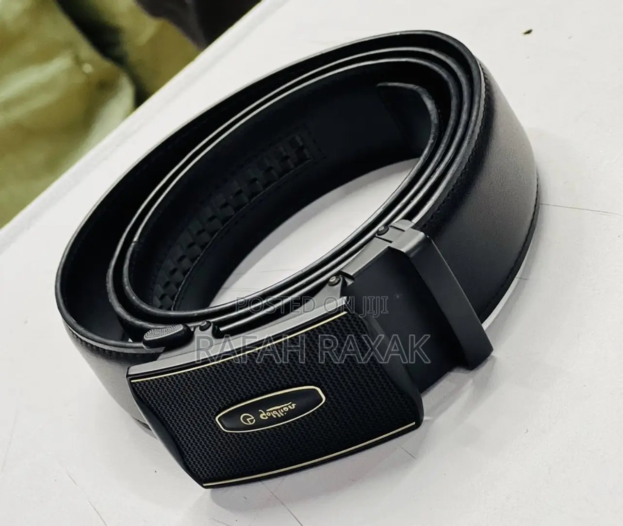 Original Men’S Black Buckle Genuine Leather Belt