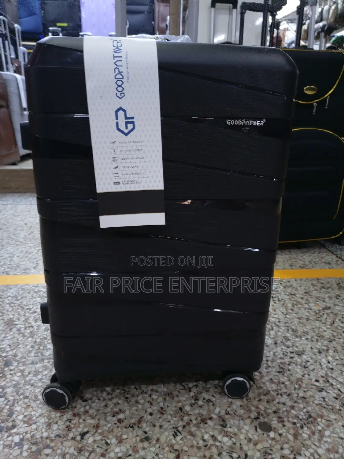 Rubber Quality Plastic Suitcases in Large Size (Black Color)