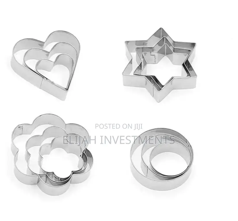 12 PCS Sugarcraft Flower Circle Heart Star Shape Cutter