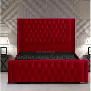 Button Leather Beds Red Color