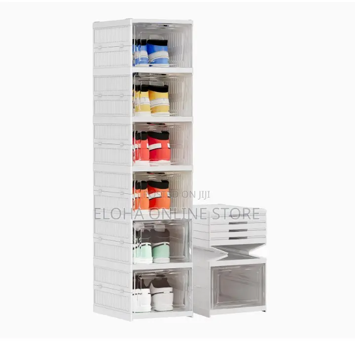 6 Layers Plastic Foldable Shoe Storage Box