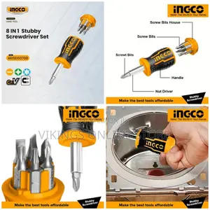 Photo - INGCO Akisds1728 8-in-1 Stubby Ratchet Screwdriver - Orange