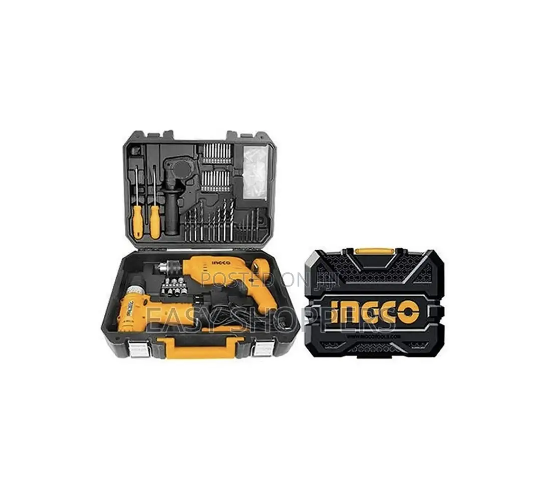 Ingco 108 PCS Tools Set With Drill and Rechargeable Drill