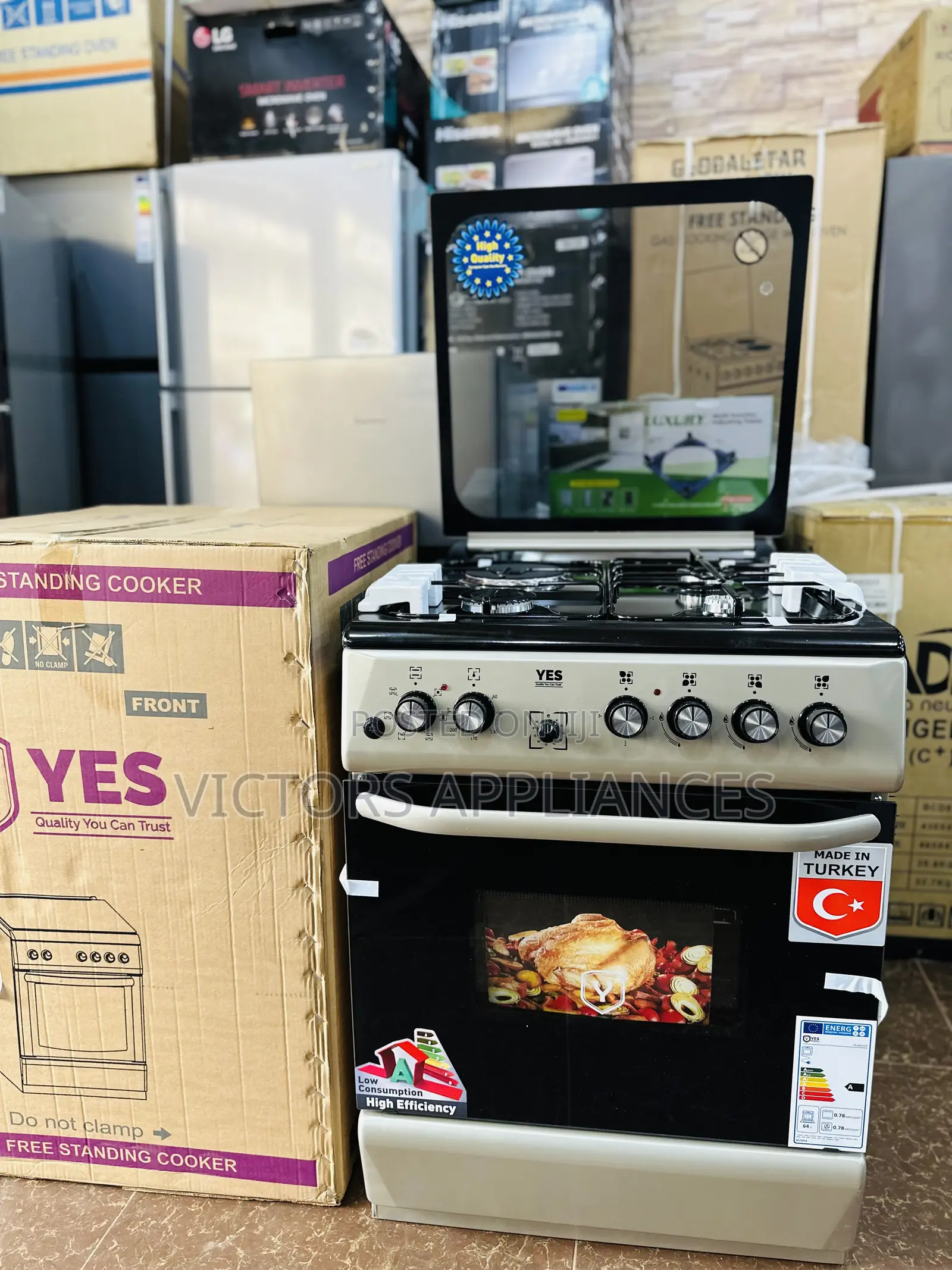 YES COOKER 3gas 1electric 60 by 60cm With Turbo Fan