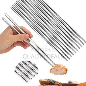 5 Pair Korea/ Chinese Reusable Stainless Steel Chop Sticks