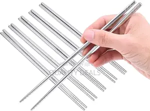 5 Pair Korea/ Chinese Reusable Stainless Steel Chop Sticks